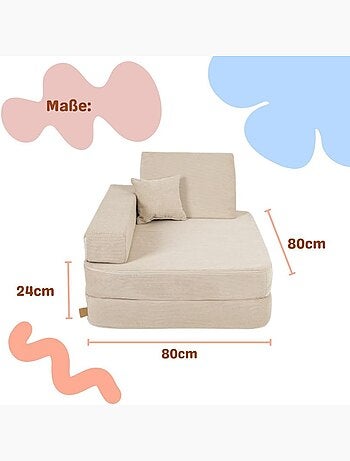 Fauteuil enfant convertible velours côtelé doux beige