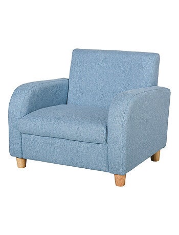 Fauteuil enfant design scandinave grand confort lin bleu