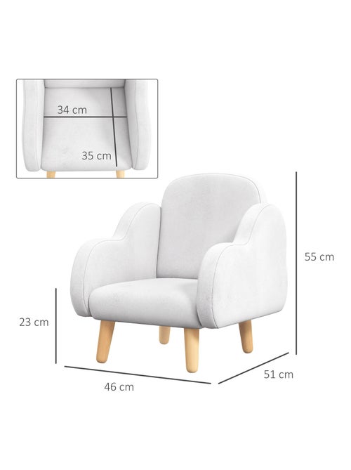 Fauteuil enfant design scandinave nuage tissu polaire blanc - Kiabi