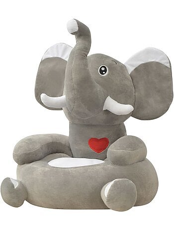 Fauteuil enfant en peluche forme éléphant gris vidaxl