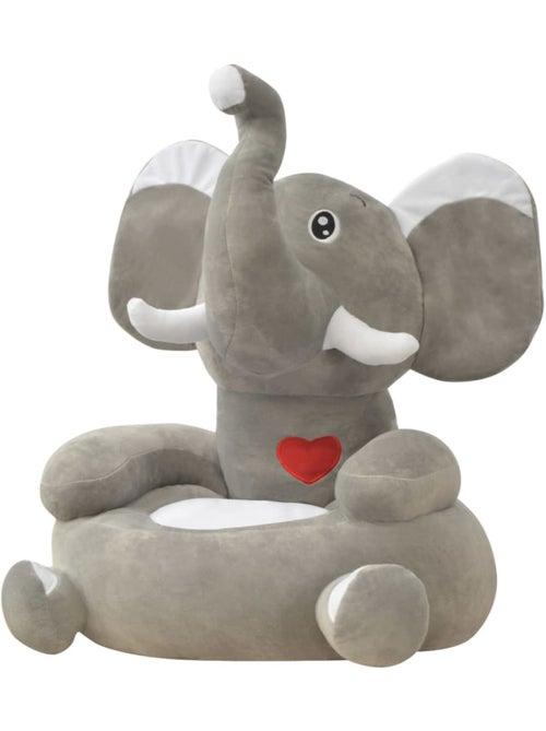 Fauteuil enfant en peluche forme éléphant gris vidaxl - Kiabi