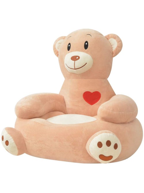 Fauteuil enfant en peluche forme ours marron vidaxl - Kiabi
