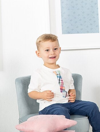 Fauteuil enfant en velours avec pieds en bois massif - ROBA 'lil sofa'