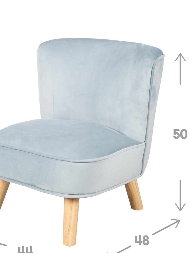 Fauteuil enfant en velours avec pieds en bois massif - ROBA 'lil sofa' Bleu clair - Kiabi
