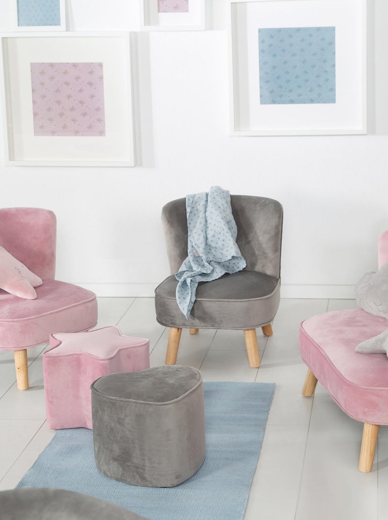 Fauteuil enfant en velours avec pieds en bois massif - ROBA 'lil sofa' Gris - Kiabi