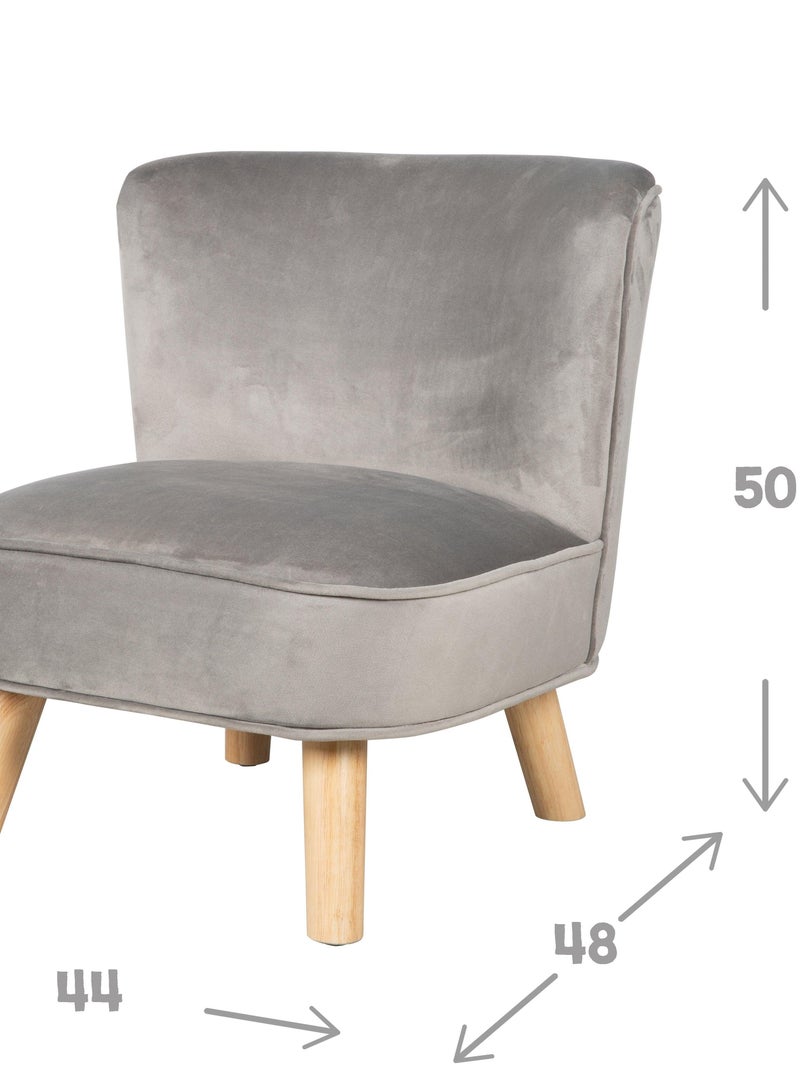Fauteuil enfant en velours avec pieds en bois massif - ROBA 'lil sofa' Gris - Kiabi
