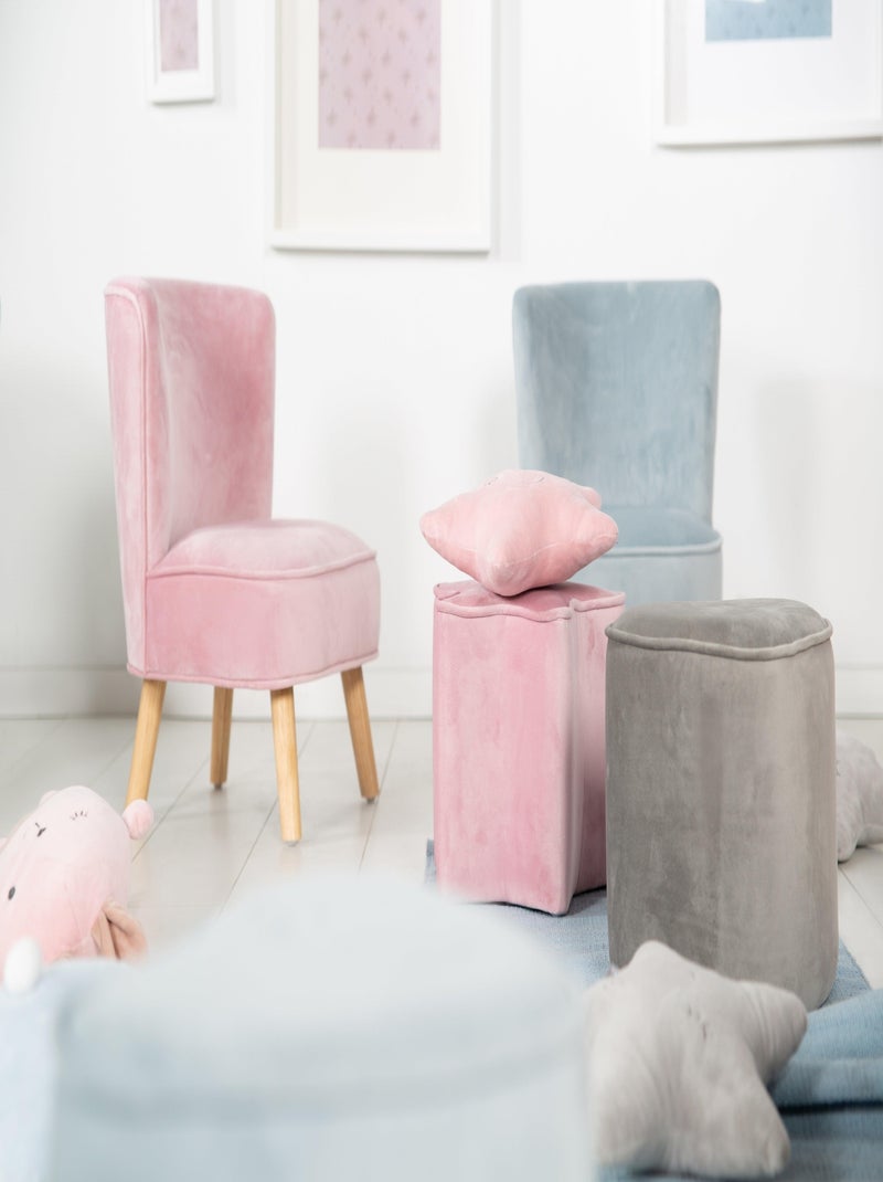 Fauteuil enfant en velours avec pieds en bois massif - ROBA 'lil sofa' Rose - Kiabi