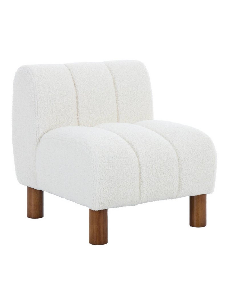 Fauteuil enfant pieds arrondis bois d'hévéa et bouclette Angel Kids Blanc - Kiabi
