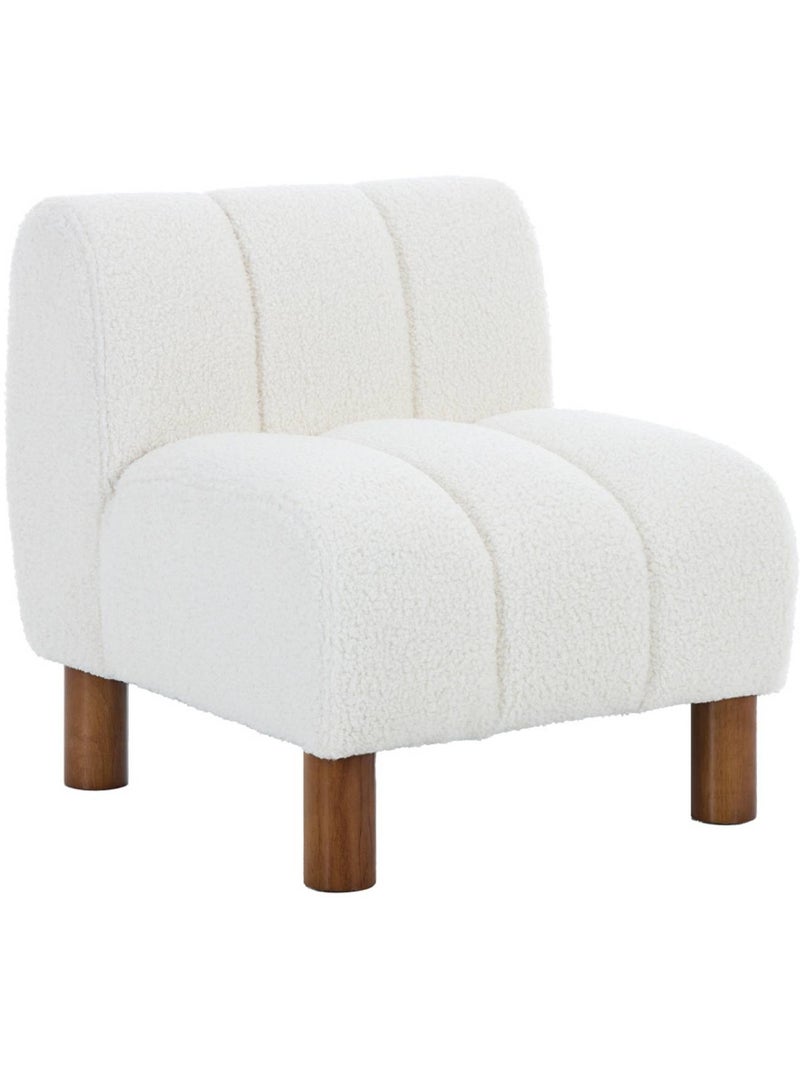 Fauteuil enfant pieds arrondis bois d'hévéa et bouclette Angel Kids Blanc - Kiabi