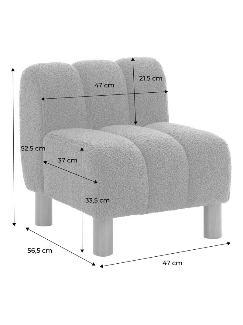 Fauteuil enfant pieds arrondis bois d'hévéa et bouclette Angel Kids Blanc - Kiabi