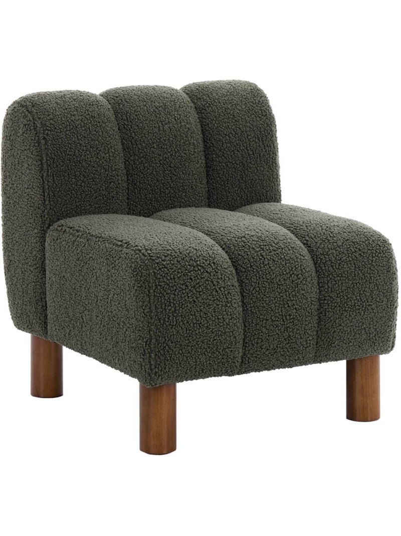 Fauteuil enfant pieds arrondis bois d'hévéa et bouclette Angel Kids Kaki - Kiabi