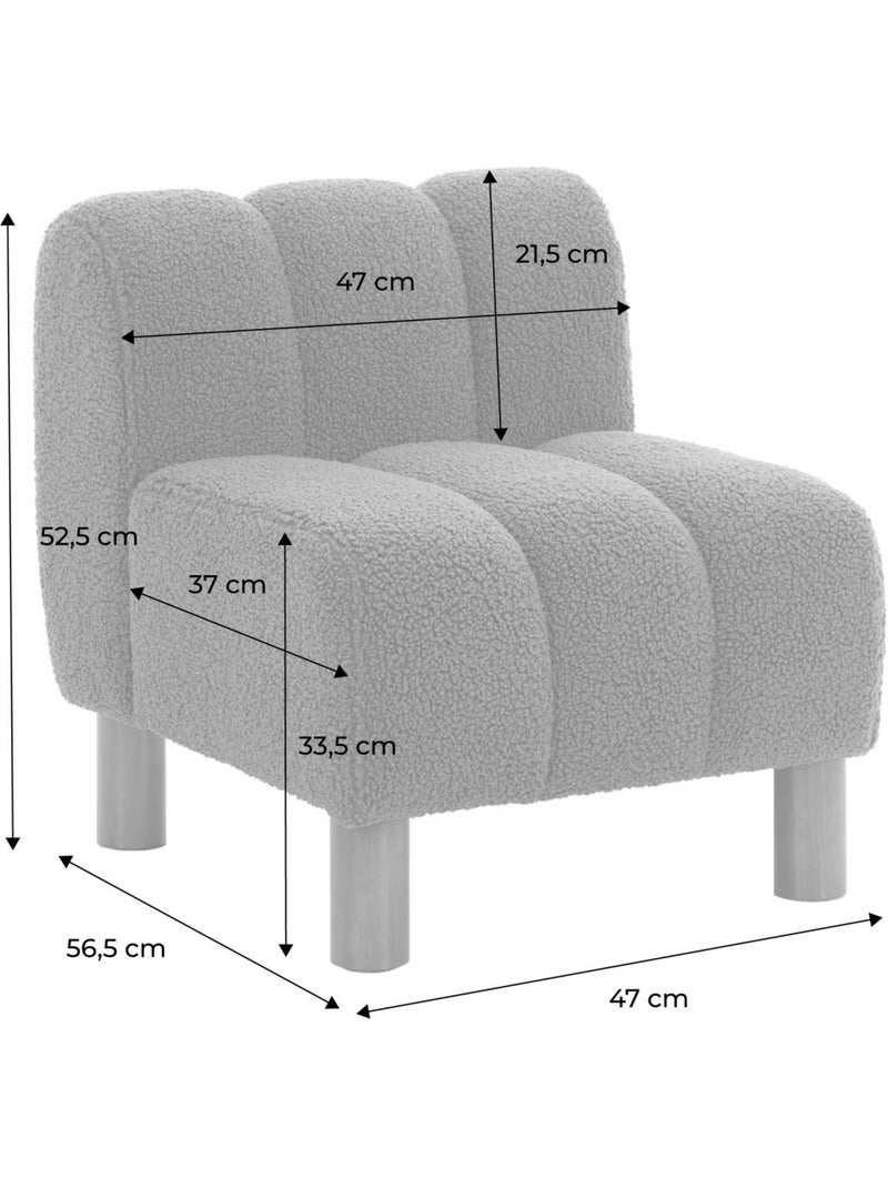Fauteuil enfant pieds arrondis bois d'hévéa et bouclette angel kids N/A - Kiabi