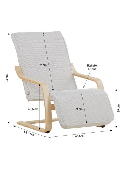 Fauteuil inclinable avec repose-pieds gris clair - Kiabi