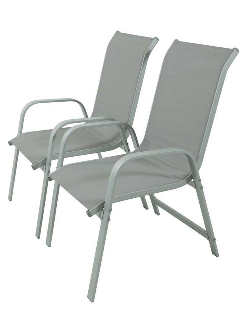 Fauteuil jardin Alu/Textilène - Lot de 2 Gris clair - Kiabi