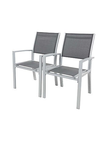 Fauteuil jardin Alu/Textilène - Lot de 2