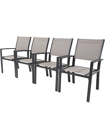 Fauteuil jardin Alu/Textilène - Lot de 2