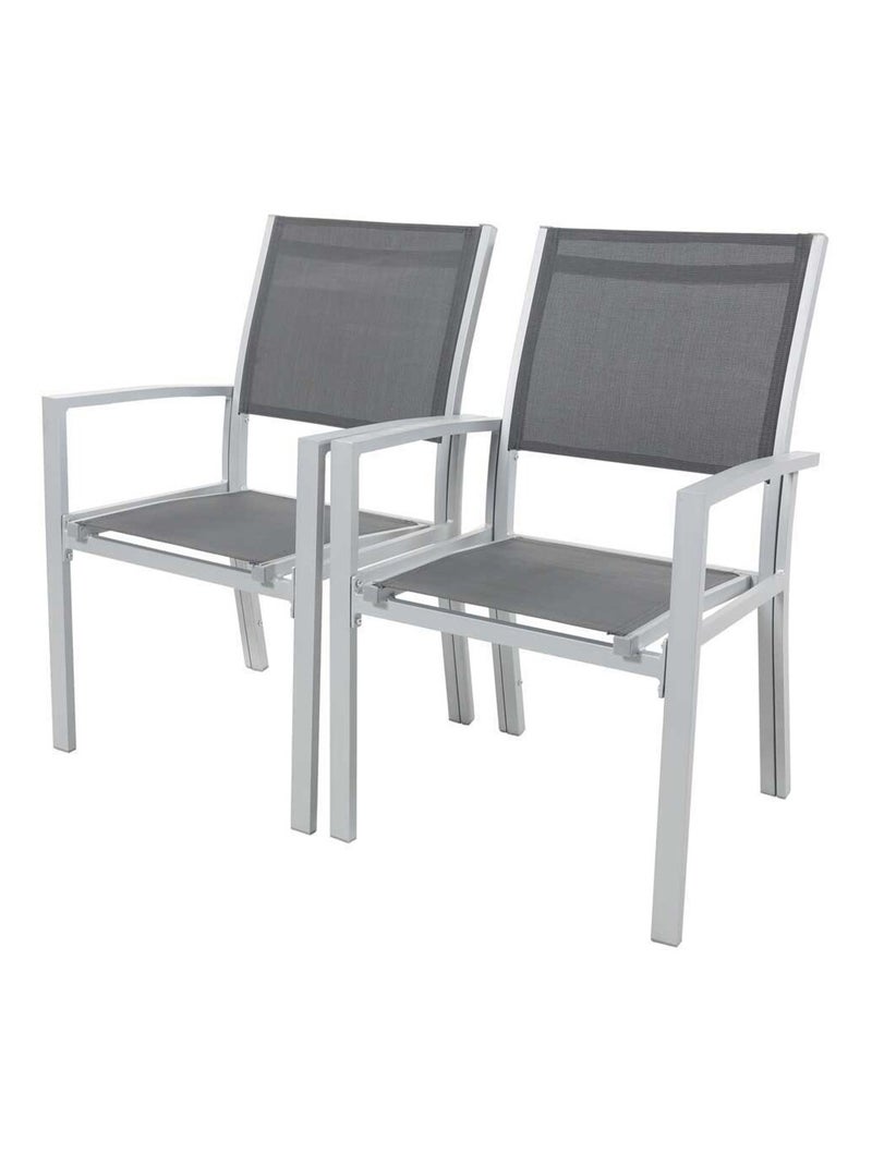Fauteuil jardin Alu/Textilène - Lot de 2 Gris foncé - Kiabi