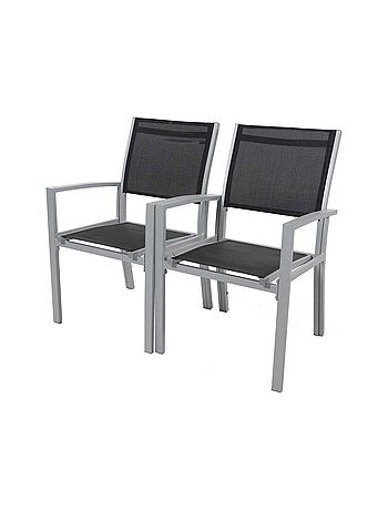 Fauteuil jardin Alu/Textilène - Lot de 2