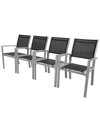 Fauteuil jardin Alu/Textilène - Lot de 2