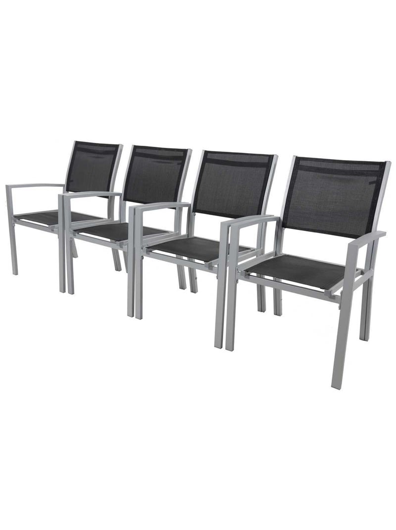 Fauteuil jardin Alu/Textilène - Lot de 2 Noir Noir - Kiabi