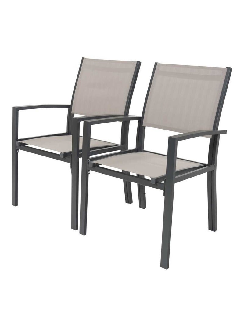 Fauteuil jardin Alu/Textilène - Lot de 2 Taupe - Kiabi