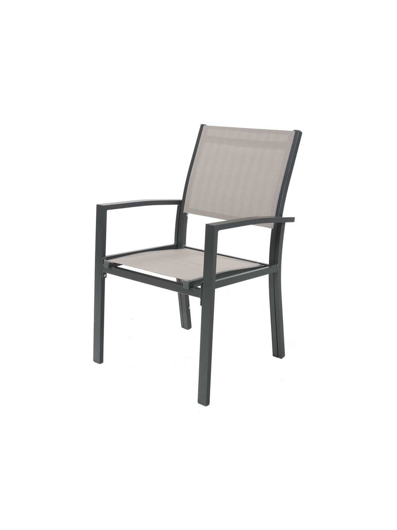 Fauteuil jardin Alu/Textilène - Lot de 2 Taupe - Kiabi