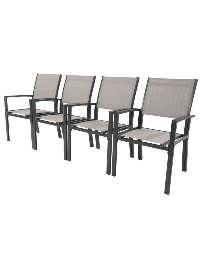Fauteuil jardin Alu/Textilène - Lot de 2 Taupe - Kiabi