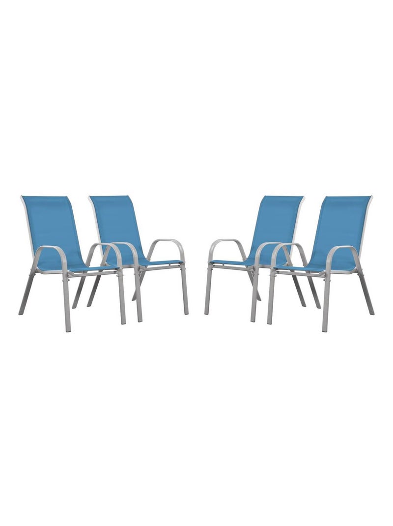 Fauteuil jardin Textilène - Lot de 4 Bleu - Kiabi
