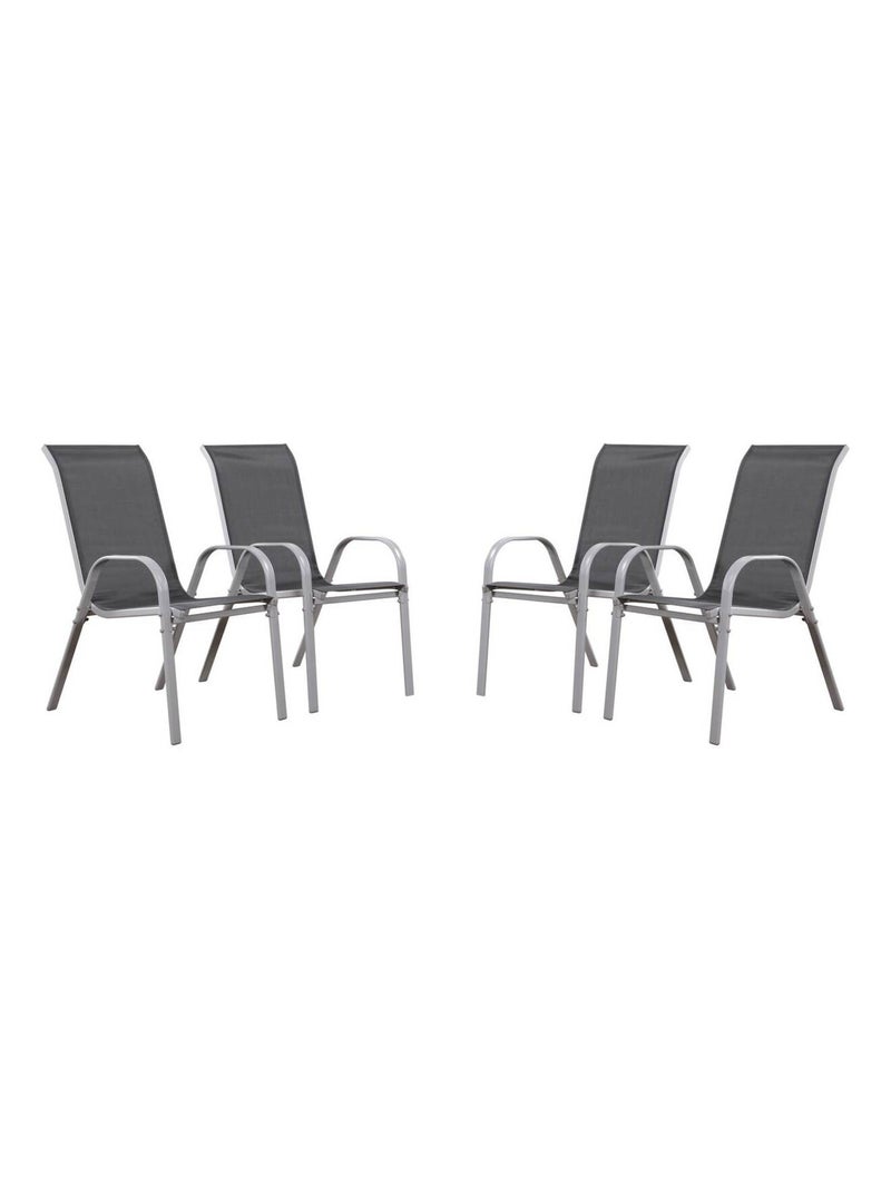 Fauteuil jardin Textilène - Lot de 4 Gris foncé - Kiabi