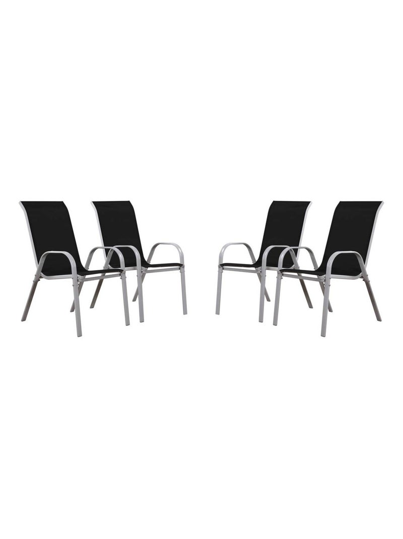 Fauteuil jardin Textilène - Lot de 4 Noir Noir - Kiabi