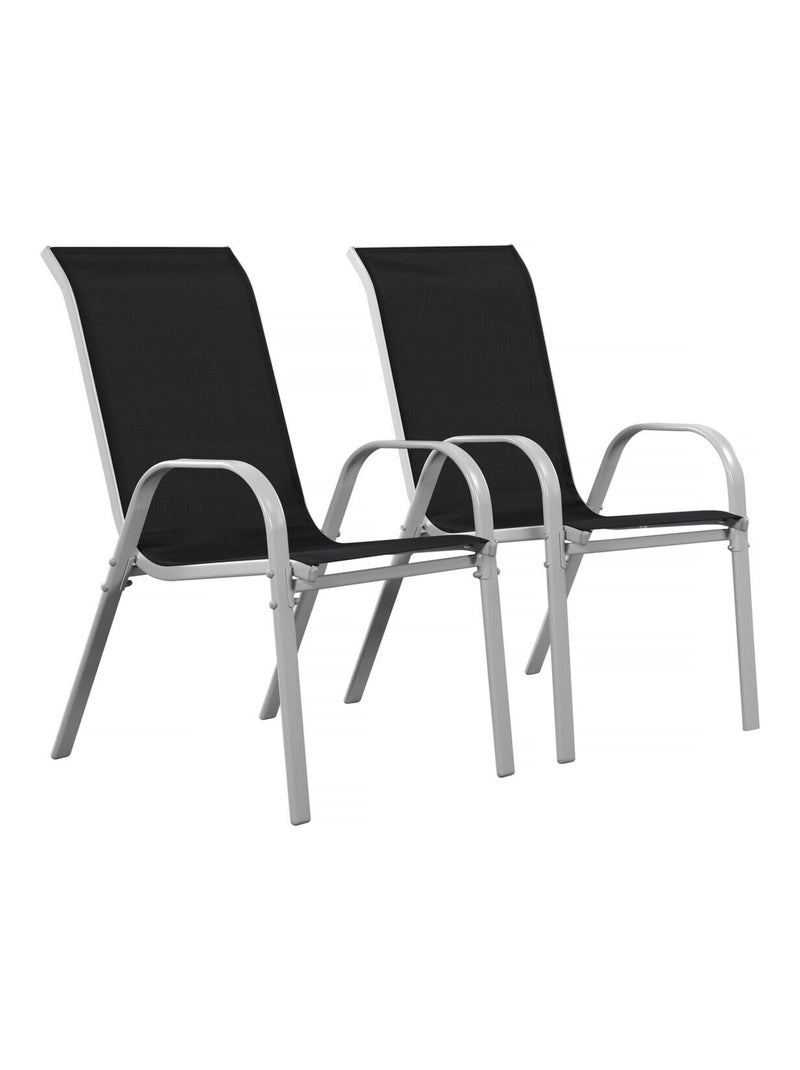 Fauteuil jardin Textilène Noir Noir - Kiabi