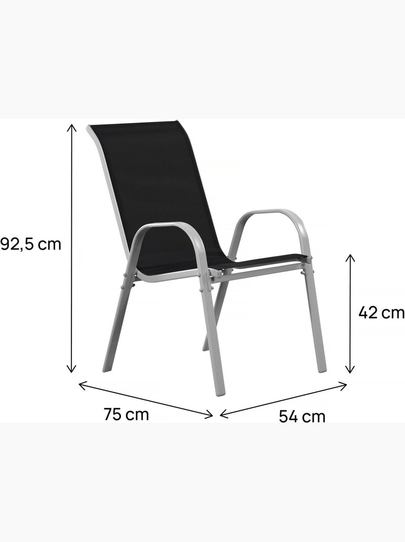 Fauteuil jardin Textilène Noir Noir - Kiabi