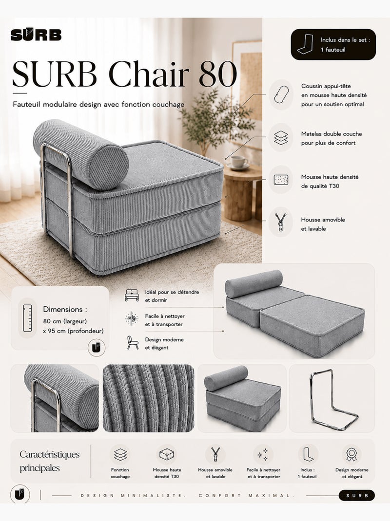 Fauteuil modulable Meow Baby SURB Chair 80 Gris - Kiabi