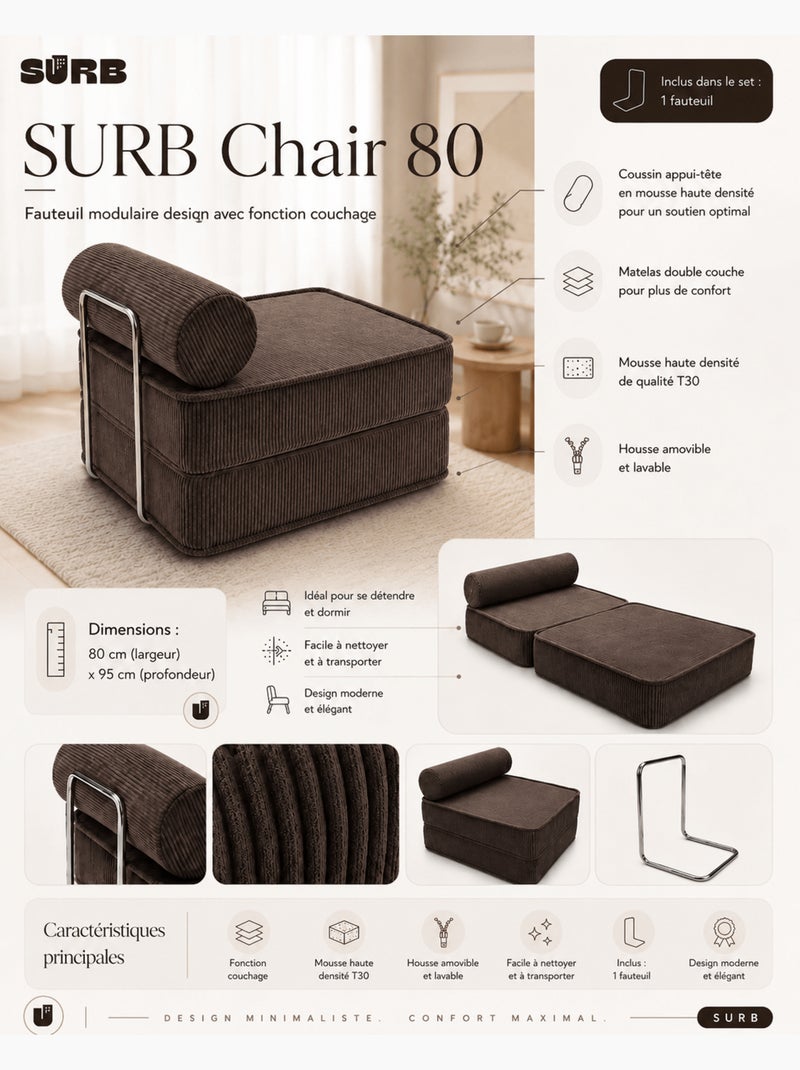 Fauteuil modulable Meow Baby SURB Chair 80 Marron - Kiabi