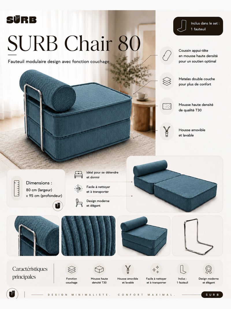 Fauteuil modulable Meow Baby SURB Chair 80 Turquoise - Kiabi