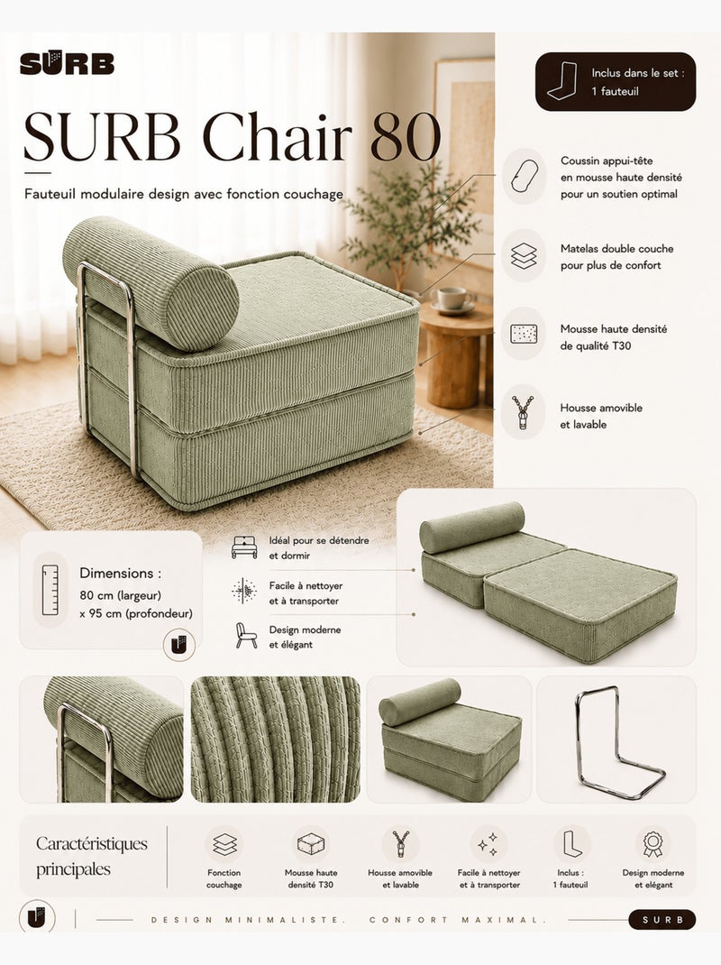 Fauteuil modulable Meow Baby SURB Chair 80 Vert olive - Kiabi