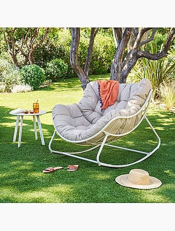 Fauteuil oeuf à bascule en acier coussin capitonné PAOPAO