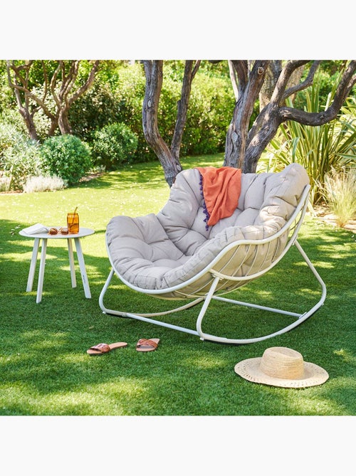 Fauteuil oeuf à bascule en acier coussin capitonné PAOPAO - Kiabi Fauteuil oeuf à bascule en acier coussin capitonné PAOPAO - Kiabi