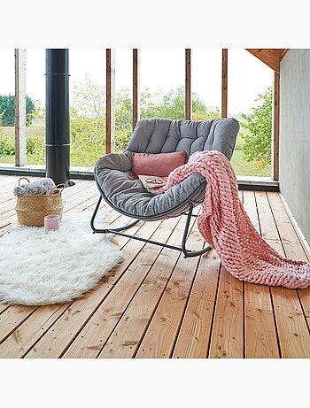 Fauteuil oeuf à bascule en acier coussin capitonné paopao
