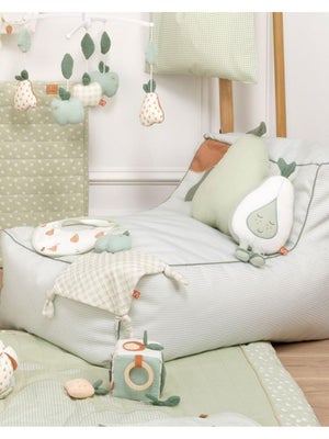 Fauteuil Pouf Enfant 75x45 Cm - Rembourrage Billes Polyester Blanc, Pour Chambre Bébé Dès 3 Ans