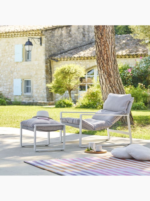Fauteuil relax de jardin avec pouf en aluminium LAMBINIO - Kiabi Fauteuil relax de jardin avec pouf en aluminium LAMBINIO - Kiabi