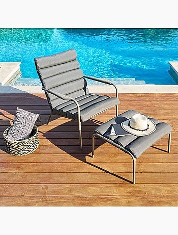 Fauteuil relax de jardin avec repose-pieds en acier SOLANI