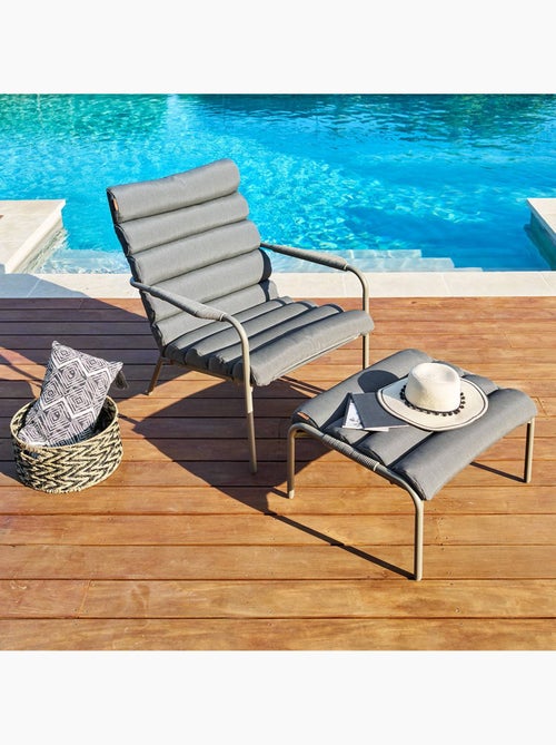 Fauteuil relax de jardin avec repose-pieds en acier SOLANI - Kiabi Fauteuil relax de jardin avec repose-pieds en acier SOLANI - Kiabi