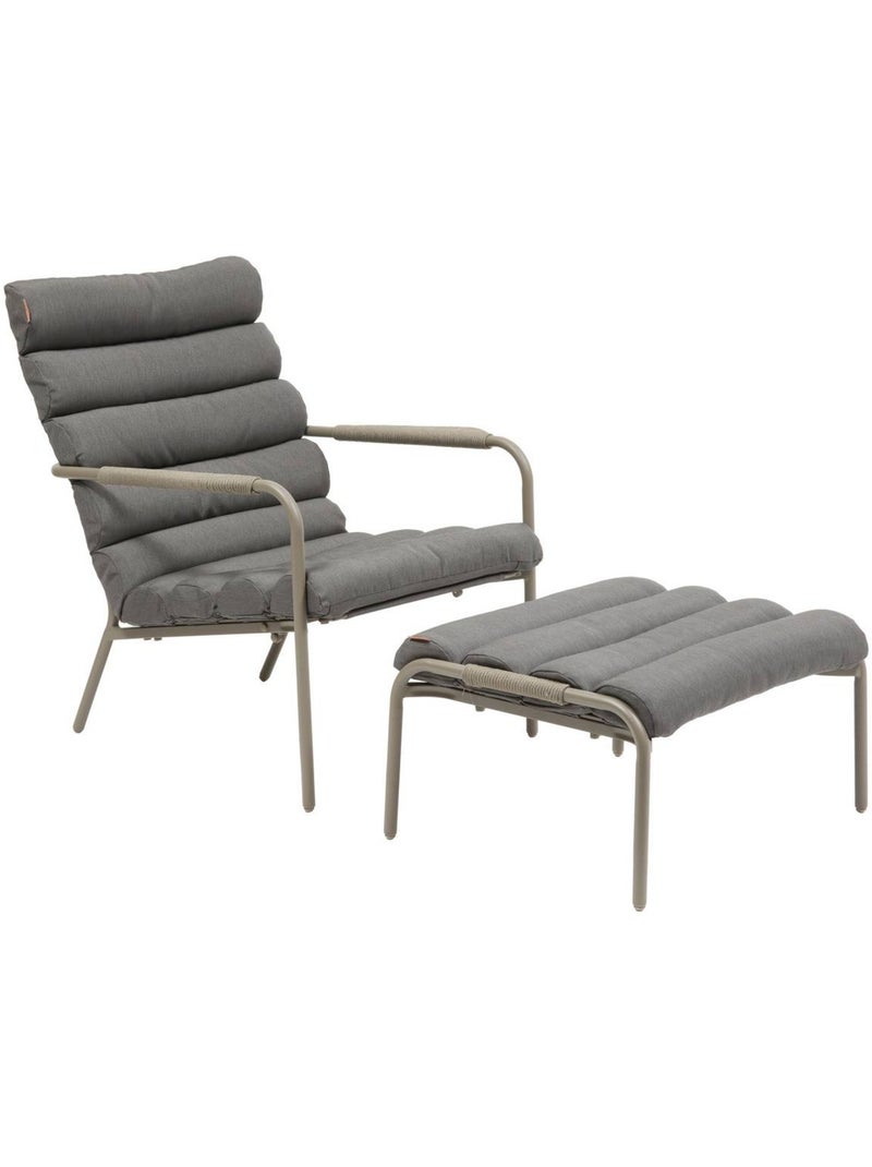 Fauteuil relax de jardin avec repose-pieds en acier SOLANI Marron - Kiabi