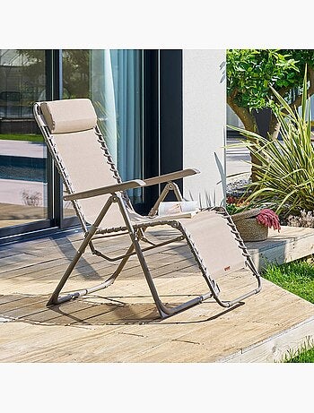 Fauteuil de jardin relax inclinable 5 positions et pliant en acier SILOS
