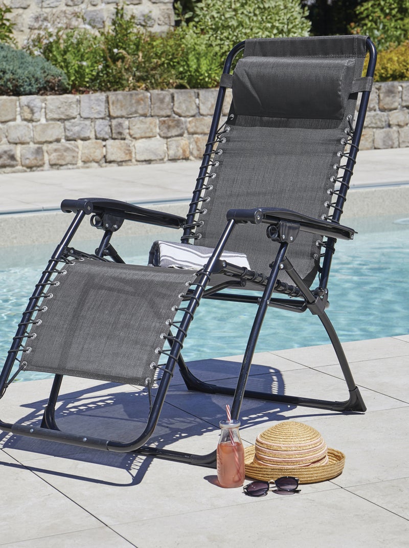 Fauteuil relax inclinable de jardin gris anthracite - Kiabi