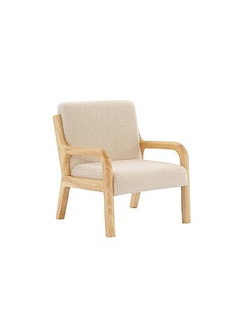 Fauteuil scandinave enfant bois d'hévéa et bouclette