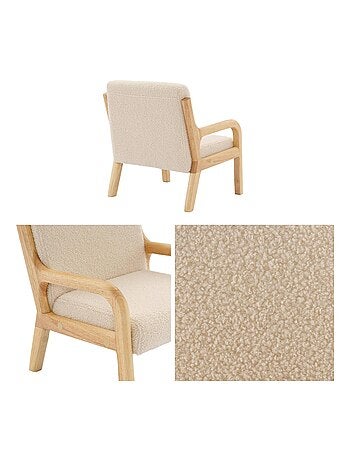 Fauteuil scandinave enfant bois d'hévéa et bouclette
