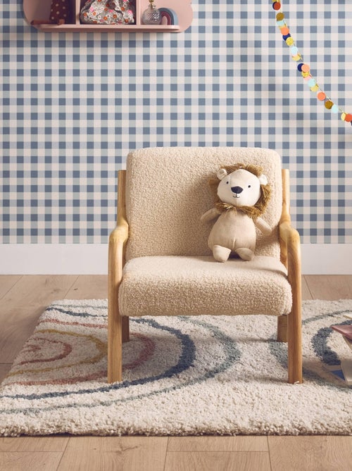 Fauteuil scandinave enfant bois d'hévéa et bouclette - Kiabi