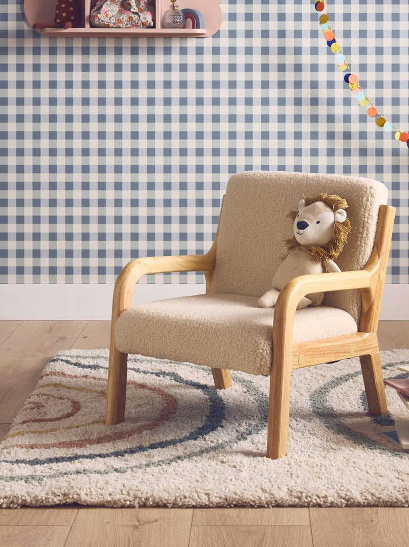 Fauteuil scandinave enfant bois d'hévéa et bouclette Beige - Kiabi
